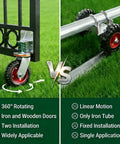 Comparison of heavy duty 6 inch gate wheel with spring loaded 600 lb capacity gate roller 360 degree swivel for gates.