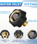 EZALOR water inlet fitting, 3/4 in female to 3/8 in male, brass gold, 2-pack for Simpson pressure washer pumps