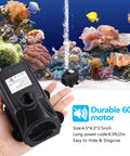 Hand holding 880GPH Submersible Fountain Pump With Six Point Five Foot Power Cord Ultra Quiet 60W Outdoor Water Pump