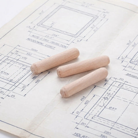 100 Piece Wood Dowels 6x30mm Fluted Dowel Pins With Beveled Ends Sanded Smooth and Splinter Free Round Wood Sticks on blueprint