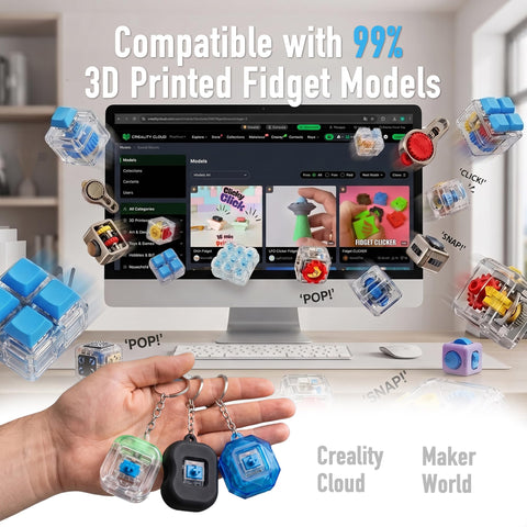 50 Pcs Mechanical Keyboard Switches Tester Pack With 10 Keychains Including 10 Of Each Style Blue Clicky And Quiet Linear Variants For Custom Builds Tactile Feedback And A Handy DIY 3D Print Companion, assorted switches and keychains