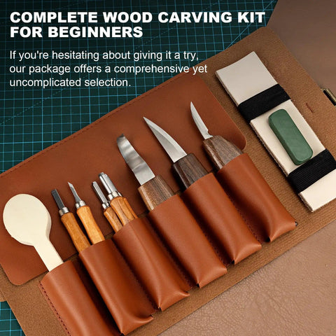 Beginner Wood Carving Kit With 23 Tools In PVC Case That Kickstarts Your Carving Game Includes 3 Whittling Knives 5 Detail Knives