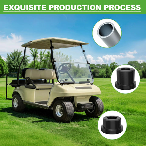 Heavy Duty Golf Cart Front Suspension Kit For Club Car DS 1992 Up 12 Piece Spring Bushing Set With Sleeves, shown on cart