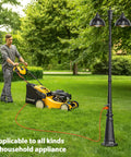 Double Head Dusk To Dawn Outdoor Lamp Post Lights With Outlet Farmhouse Aluminum Black Pole Lights illuminating garden