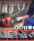 Heavy Duty 100 Foot Electric Drain Snake Packed With A Tough As Nails Steel Core Cable And Hassle Free Auto Feed for various pipe blockages.