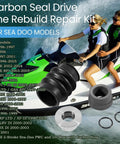 Carbon Seal Drive Line Rebuild Kit With Boot For PWC 1996 to 2007 Models featuring components and Sea-Doo on water.