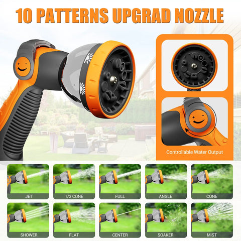Heavy Duty Five Eighth Inch By 75 Foot Retractable Garden Hose Reel Wall Mount With 10 Pattern Nozzle detail view