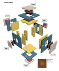 Assembly diagram of sliding panel puzzle box for Dang Cool DIY Wooden Box Patterns And Easy Instructions For Knockout Jewelry Keepsakes And Fretwork Crafts.