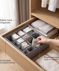 Foldable Oxford Fabric Closet Organizers For Socks And Underwear With Multi Compartments Super Game Changer Wardrobe Storage Solution To Keep Your Drawers Neat And Hassle Free For Years To Come in a drawer with organized socks.