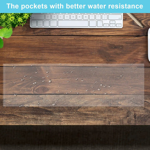 Stick On Nameplate Pockets For Desks, 40 Pack, Clear Adhesive Covers Measuring 4.7 X 14.2 Inches, water-resistant on wood desk