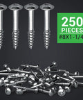 Pocket Screws No 8 One And A Quarter Inch Zinc Plated Square Drive Washer Head for woodworking and DIY, 250 pack