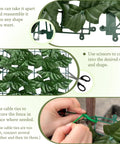 Artificial Ivy Privacy Fence Wall Screen 40x120 Inches For Patio Balcony Garden Backyard Indoors Outdoor UV Resistant Faux Greenery showing reconfigurable setup with tools for cutting and securing with cable ties.
