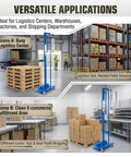 Ergonomic Manual Pallet Wrapper With Adjustable Up To 80 Inch Height For Hassle Free Stretch Film Dispensing in logistics center.