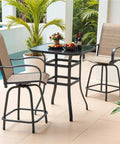 All Weather Outdoor Bar Stools Set Of 2, Counter Height Swivel Chairs For Patio Bistro Lawn Garden Backyard with table