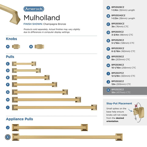 Heavy Duty Oversized Appliance And Cabinet Handle Pull In Champagne Bronze For Large Paneled Cabinets And Appliances, Eighteen Inch Center To Center, Nineteen And A Quarter Inch Total Length Mulholland Traditional Style Kitchen And Bath Hardware display image.