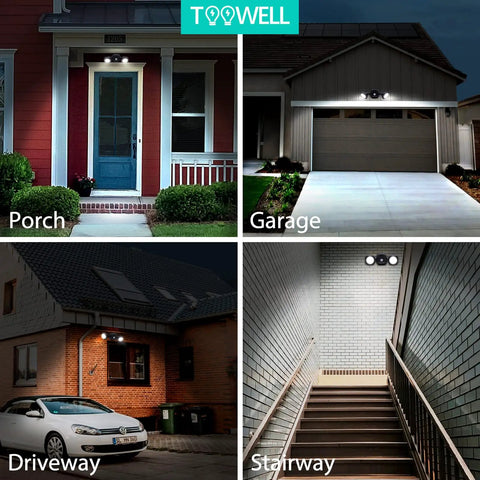 Battery Powered Motion Sensor LED Flood Light With Wireless Detector, Waterproof Outdoor Spotlight on porch, garage, driveway, and stairway