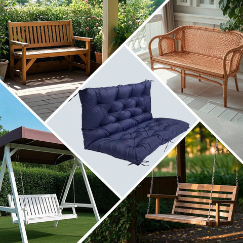Waterproof Swing Cushions For Outdoor Furniture 2 To 3 Seater With Ties And Backrest 4 Inch Thick Patio Bench Cushions for swings