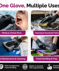 Tough As Nails Black Nitrile Gloves With Top Tier Chemical Resistance And Advanced Tear Protection For Law Enforcement Medical Labs And Industrial Settings Built Different Smooth Grip Technology used for dental work and cleaning.