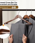Six Pack Wide Shoulder Walnut Wooden Hangers With Heavy Duty Rotating Hooks Non Slip Pants Bar Smooth Finish Solid Wood Coat Hangers For Sweaters Jackets And Pants Built To Last And Keep Your Closet Organized