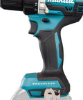 Close-up view of the handle on the Top Shelf 18V Lithium Ion Brushless Drill Driver With Electric Brake Led Work Light And 21 Torque Settings.