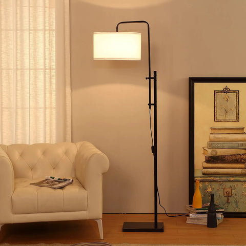 Mid Century Modern Floor Lamp With Ultra Stable Heavy Base And LED Lighting For Bedroom Living Room Or Office next to sofa
