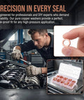 200 Piece Copper Crush Washer Set Metric Assortment With 9 Sizes For Oil Water And Fuel Lines Durable Copper Flat Washers With High Conductivity And Heat Tolerance Seals Tight And Prevents Leaks For DIY Projects, copper washer kit in case