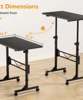 32 Inch Portable Standing Desk On Wheels, Adjustable Height Sit Stand Desk For Small Spaces, Product Dimensions Shown