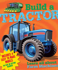 Cover of Tractor Building Fun For Kids Learn All About Farm Machines With Four Easy Buildable Models book showing a blue tractor