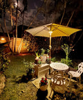 Warm White Cordless Umbrella Light With 3 Brightness Modes, 28 LEDs Up To 200 Lumens, illuminating patio at night