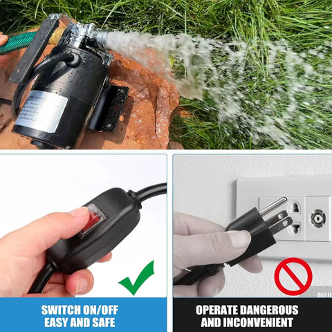 Water Transfer Pump 115V One Tenth HP Electric Utility Pump With On Off Switch Includes Two Six Foot Hoses Draining Pools Ponds