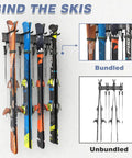 Heavy Duty Ski Wall Rack Storage System With Adjustable 32 Inch Rails Holds Up To 10 Pairs Of Skis, installed view