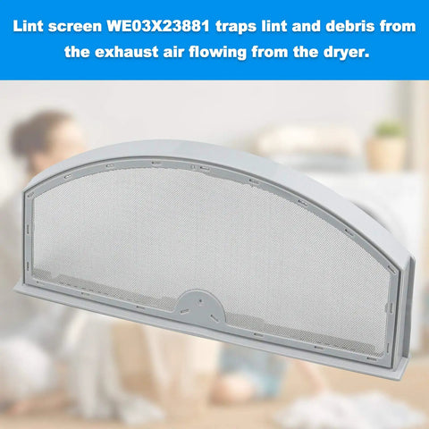 Dryer Lint Screen Replacement Fits GTD Series Models Like GTD33EASK0WW with durable mesh screen displaying on white background.