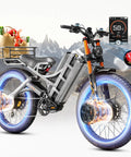 Next Level Heavy Duty Electric Bike For Adults With 6000W Dual Motor And 60V 80Ah Long Range Battery, with cargo rack, off-road design.