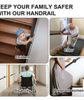 Rock Solid Five Foot Indoor Outdoor Stair Handrail Wall Mount in use by children, elderly, disabled, and pregnant women, safety focus