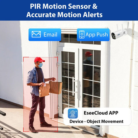 Person triggering PIR motion sensor of Solar Battery Powered Wireless Security Camera With 4MP Video And 2.5K Clarity No Wires Needed