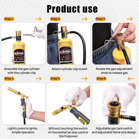Step-by-step guide using MRAS8210 Turbo Flame Propane Welding Torch With 5 Ft Hose For Soldering And Brazing Large Copper Pipe