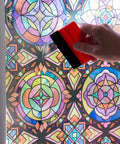 Applying Lancaster Stained Glass Window Privacy Film With Static Cling Two Way Day And Night UV Blocking 95 Percent