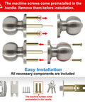 Three Pack Door Knob With Lock And Key, Keyed Different Entry Door Knob For Front Or Entrance Doors, Satin Nickel Finish, Includes 3 Keys, Adjustable Backset From Two And Three Eighths To Two And Three Quarters, Fits 1 3/8 To 1 3/4 Inch Doors