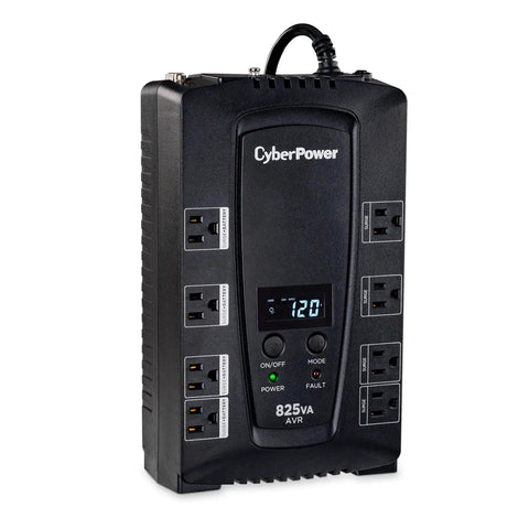 CP825AVRLCD Intelligent LCD UPS Battery Backup and Surge Protector 825VA 450W Eight Outlets with AVR Compact Design for Desktops PCs Gaming Rigs Home Theater and Networking Gear UL Certified