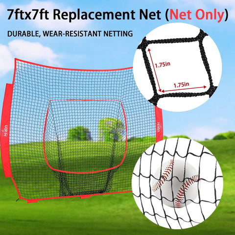 7x7 Baseball And Softball Replacement Net Nets Only No Frame Heavy Duty 7 Strand Knotless Polyester for Practice