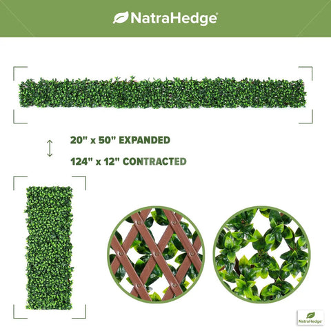 20 By 50 Inch Artificial Privacy Grass Wall Decor With Ficus Leaves And Faux Trellis Expandable Lattice Panels dimensions