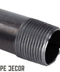 Close-up of One Half Inch By One Inch Black Pipe Nipple Ten Pack Malleable Cast Iron Close Nipples for decor and DIY fittings.