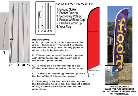 Marina Blue Feather Swooper Banner Advertising Kit With 12Ft Flag And 15Ft Telescoping Flagpole And Ground Stake shown