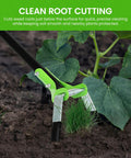 Action Stirrup Hoe With Ergonomic Handle For Weeding And Planting, Sowing Seeds And Making Furrows on soil near plant