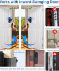 Anti Theft No Drill Doorbell Mount For Video Doorbells Like Orbitell And Reolink installed on inward-swinging doors in apartment.