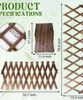 Expandable Natural Wood Lattice Fence Panel For Outdoor Use 13.4 By 78.8 Inches Wall Trellis with measurements visible