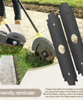 Two Pack 8 Inch Reversible Heavy Duty Hardened Steel Edger Blade For Expand It System Compatible With Ryobi UT50500 UT15518 RY15518 RYEDG11 P2310 P2300B Tough As Nails Replacement Edger Blade shown with installation on a sidewalk.