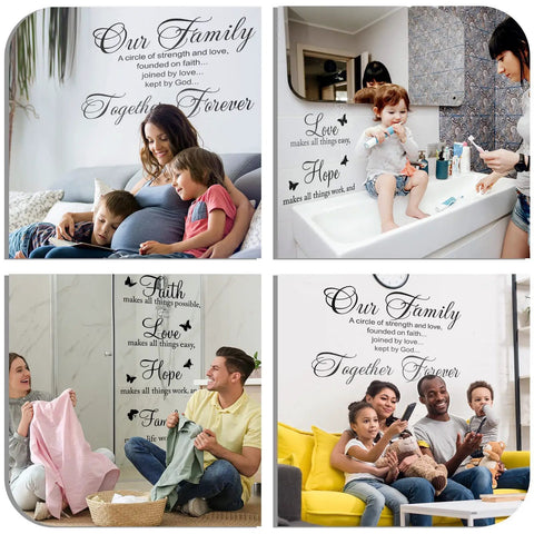 Two Sheets Bible Verse Wall Decals Set With Faith Hope Love Family Inspirational Quotes For Home Classroom Living Room Decor Vinyl Bible Verse Stickers