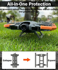 DJI Neo 2 Propeller Guard and Foldable Landing Gear Combo for Safer Flights on grass, anti-collision protection demonstrated