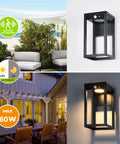 Aluminum Solar Wall Light With Motion Sensor 3 Lighting Modes Dusk To Dawn IP44 Waterproof Outdoor Wall Sconce pictured outdoor.